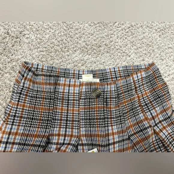 Anthropologie Maeve Checkered Pleated Wide Leg Trousers in Brown and Black - Picture 8 of 12